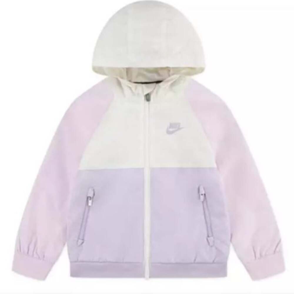 Nike Paneled Hooded Rain Jacket Girl's 4-5 Windbreaker Color Block